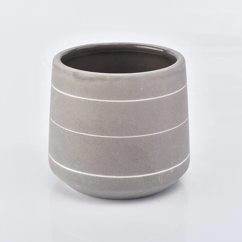 500ml Grey matte candle containers ceramic luxury candle jar supplier