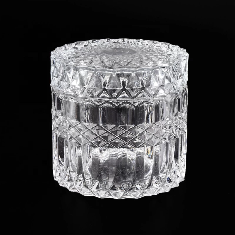 250ml Transparent decorative glass candle holder with lid custom wholesales
