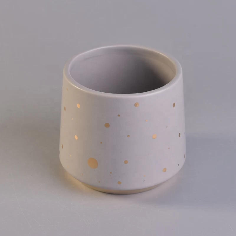 Sunny luxury grey ceramic candle jar with wood lid
