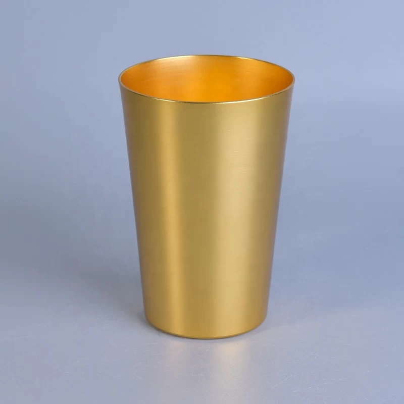 Customized candle gold holder metal pillar candle jar home decor wholesales
