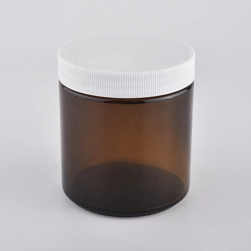 Factory price tealight amber candle glass jar with white cover