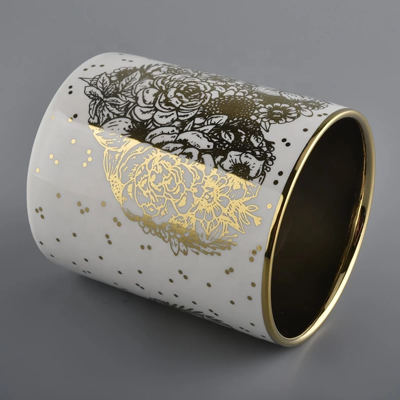 Fancy design home wedding deco custom printed unique elegant ceramic candle jar