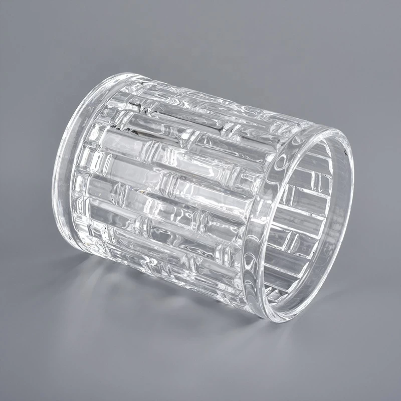 bamboo pattern clear soy wax candle glass jar