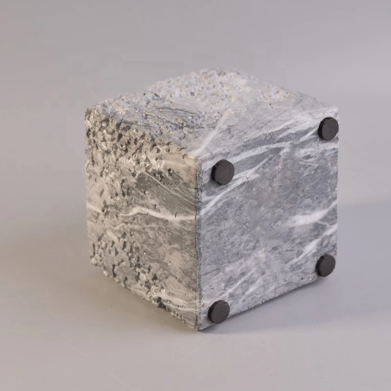 Square customized concrete candle jar for home decor