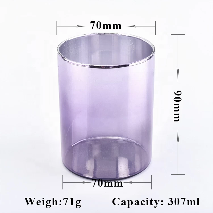 Purple candle cup pillar glass candle vessel supplier