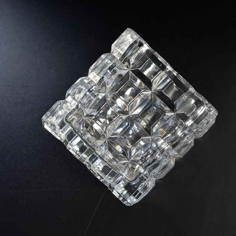Luxury square jars for candle embossed glass candles jar