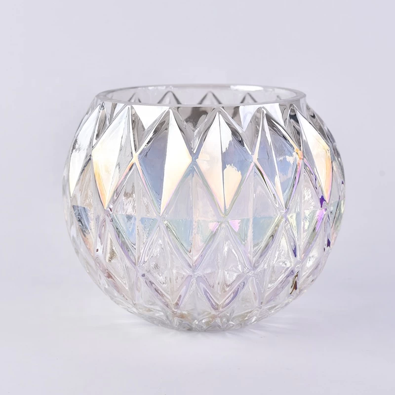 Custom iridescent luxury votive glass candles vessel home decoration