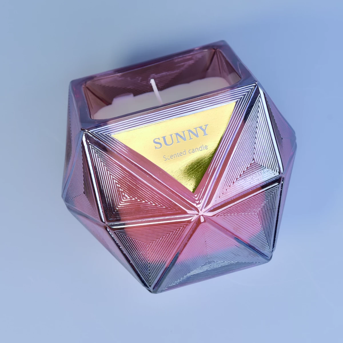 Manufacturer china Polygon empty candle glass jars patent design