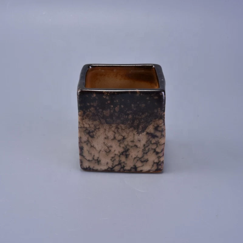 Empty glazed square ceramic candle jar tealight candle holders wedding decor use
