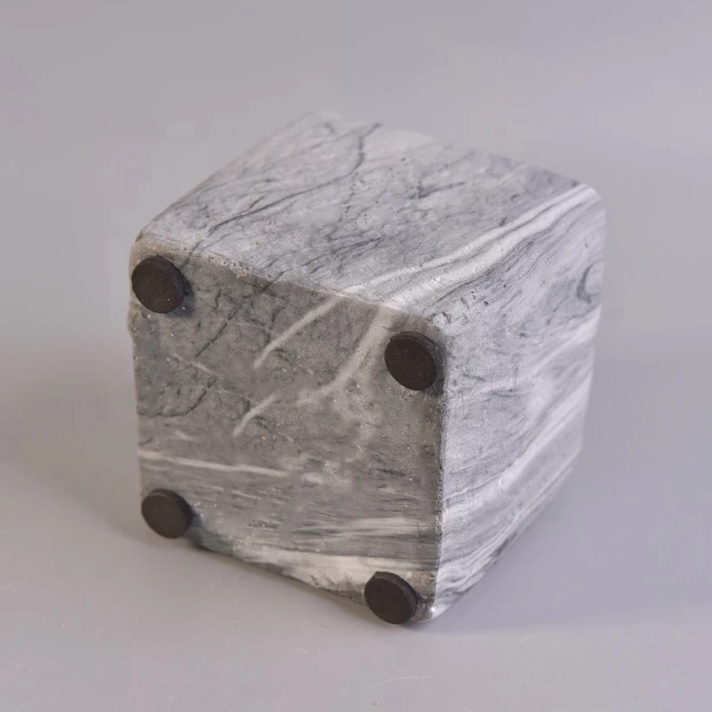 Square mini cement candle holder water transfer printing jars home decorative