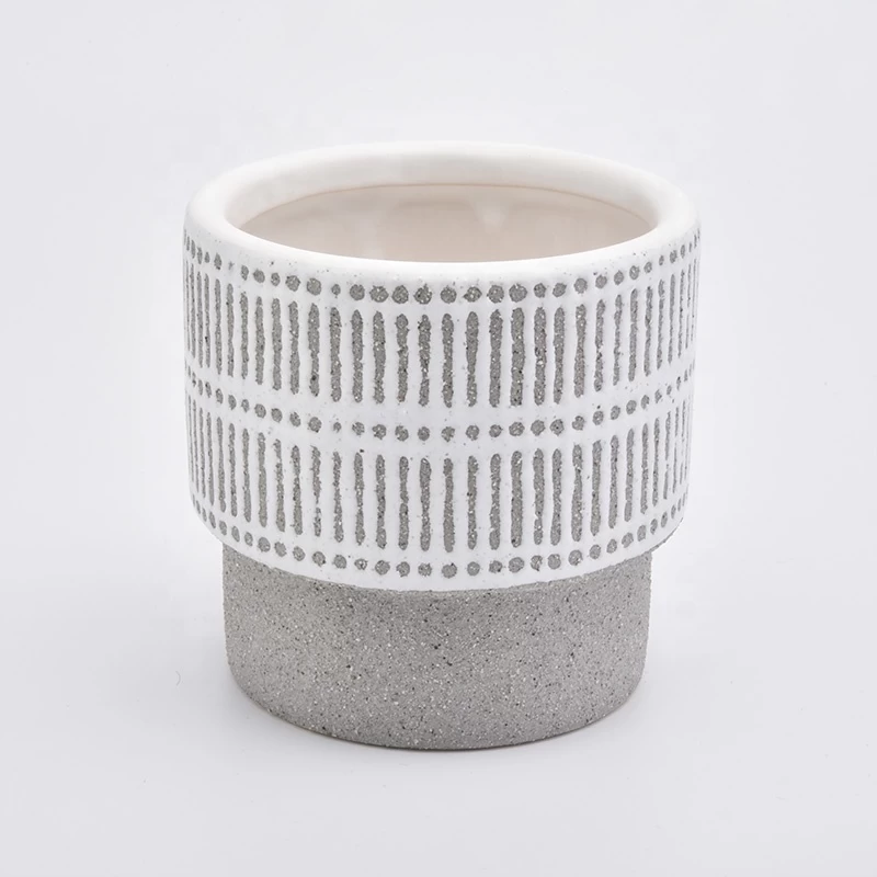 Custom grey empty frosted ceramic candle jar vessel