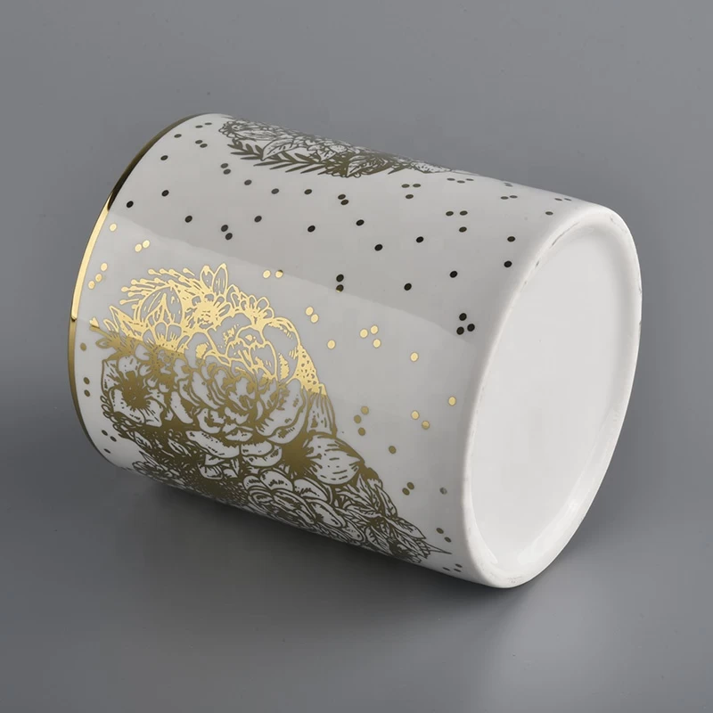 Fancy design home wedding deco custom printed unique elegant ceramic candle jar