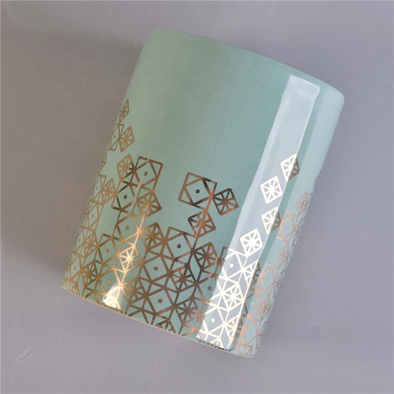 Sunny scent luxury design glod printing ceramic candle jars