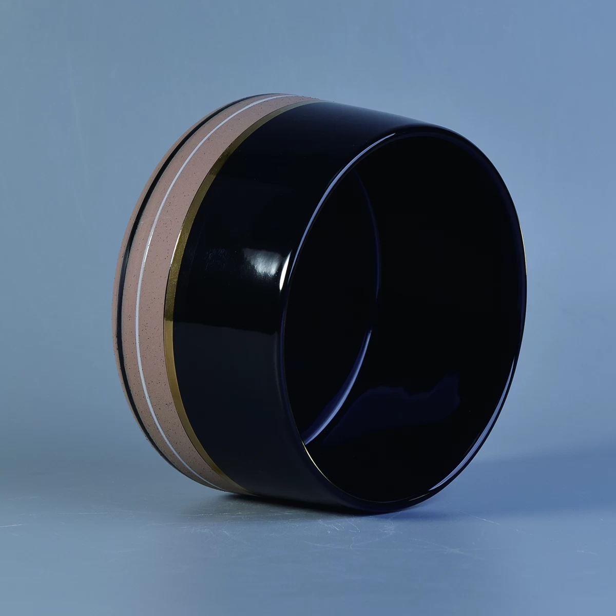 Sunny custom empty black large ceramic candle container vessel