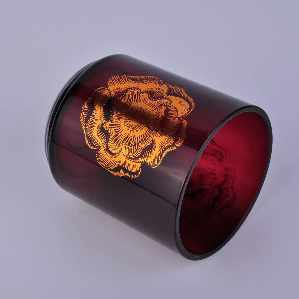 In bulk custom gold printing luxury glass candle jar 8oz 10oz