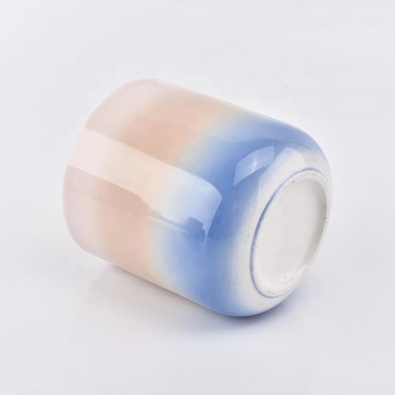 400ml Cylinder candle cup ceramic iridescent candle jars supplier