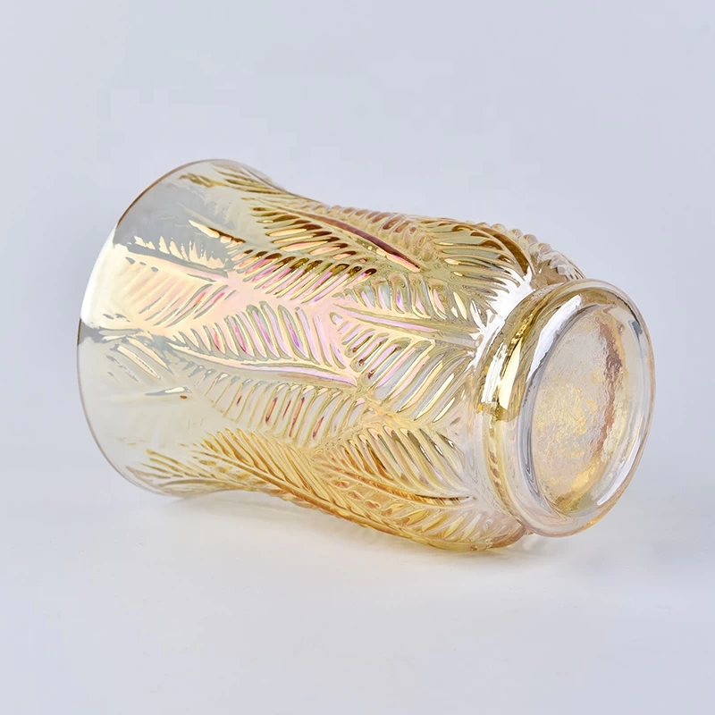 Embossed gold candle container votive glass candles jar home decoration