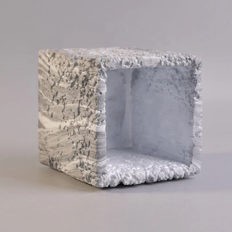 Square customized concrete candle jar for home decor