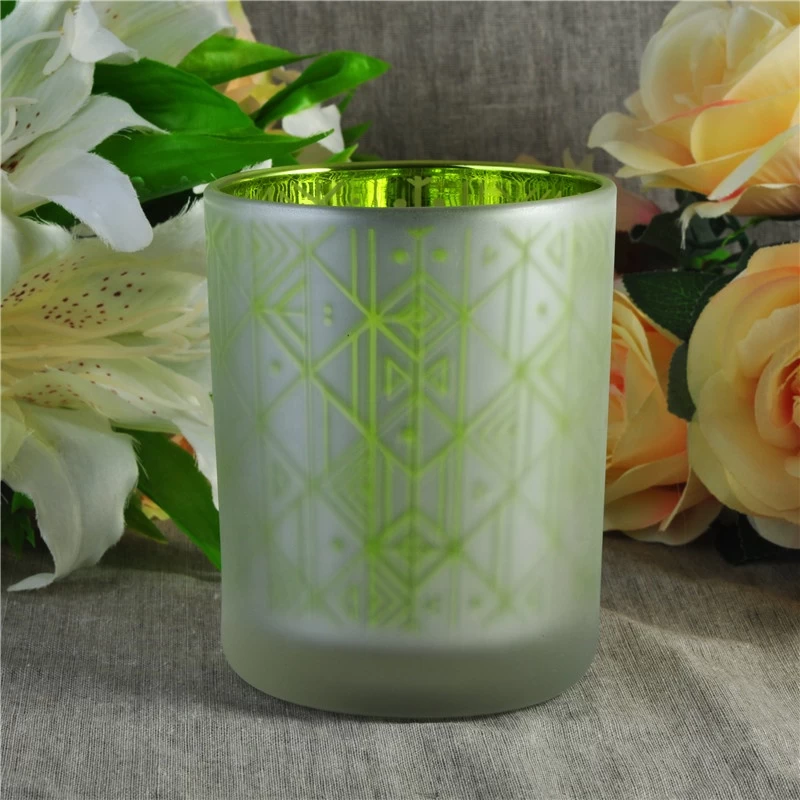 Customized frosted decorative glass candle jar in bulk