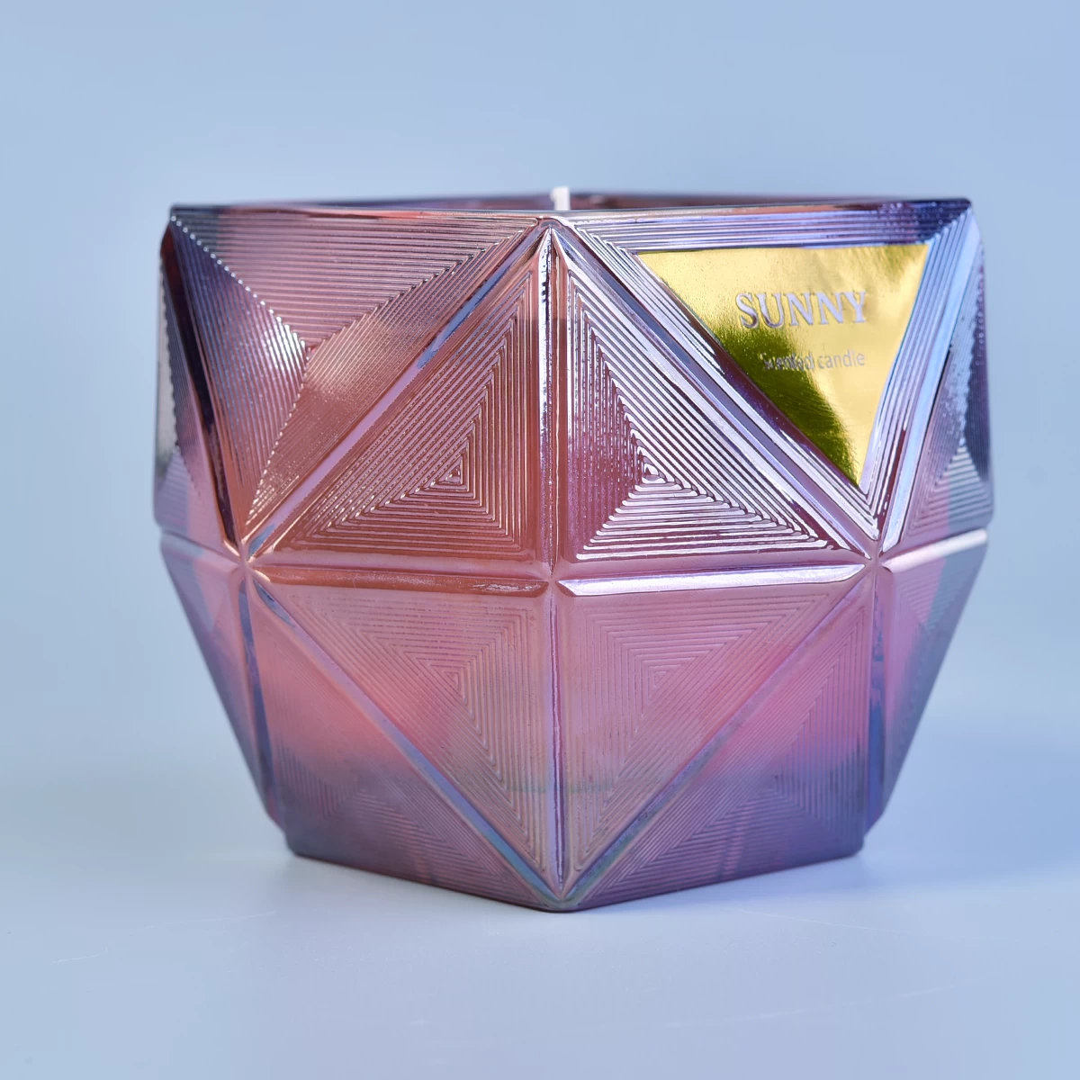 Manufacturer china Polygon empty candle glass jars patent design