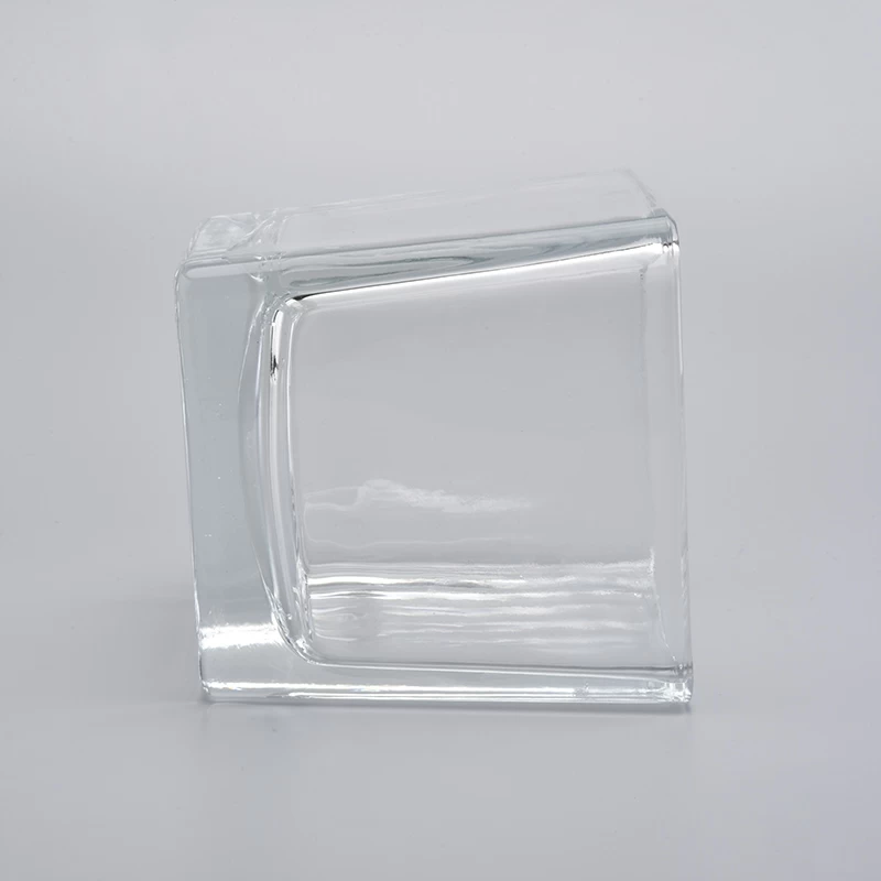 Empty square glass making candle holder metal container