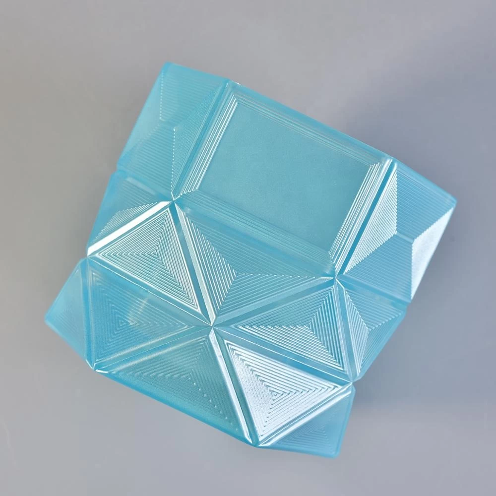 Luxury  polygon  votive holders glass candle jars home decor wholesale