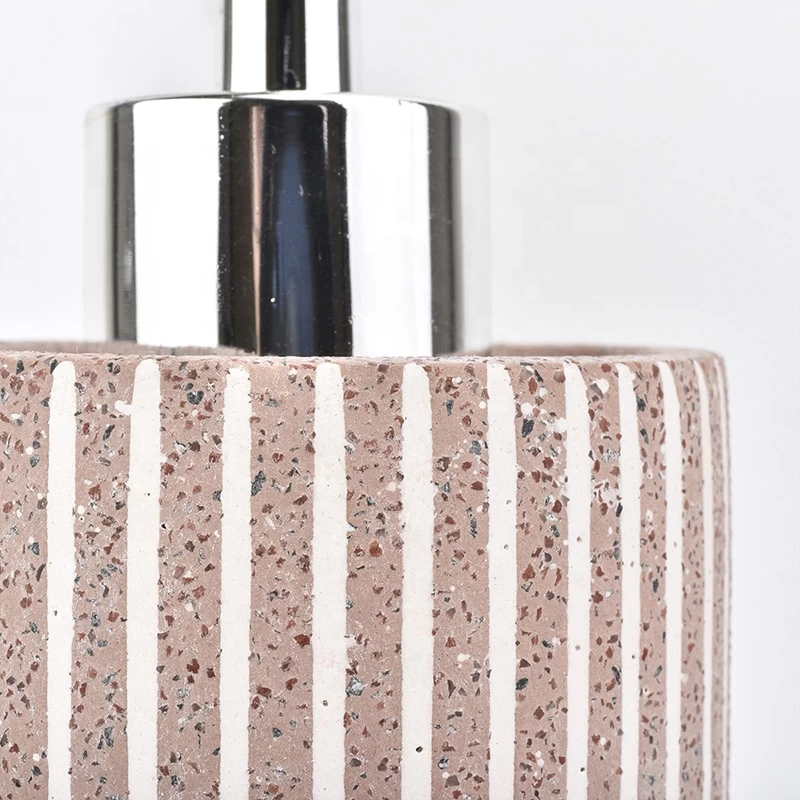 4ps Luxury pink striped concrete bathroom accessories kits hotel decor