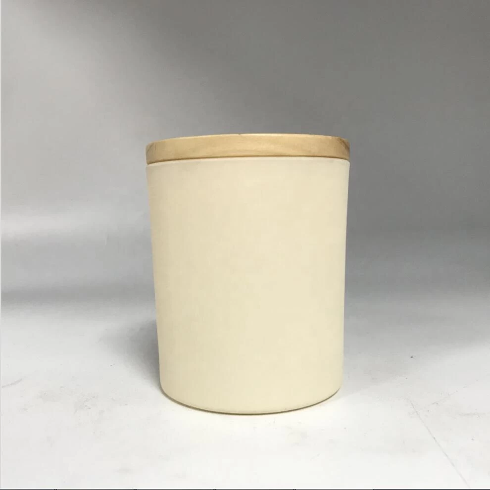 eco friendly empty candle jar glass with wooden lid