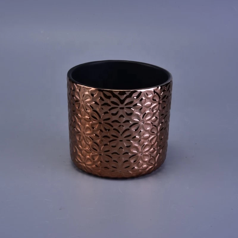 Customized unique decorative gold ceramic candle jars