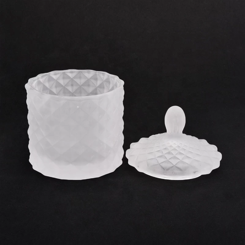 Matte white candle cups decorative tealight glass candle jar with lid