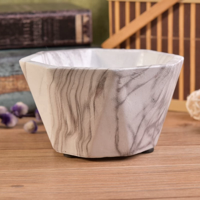 Geo cut vintage concrete candle container for home decor