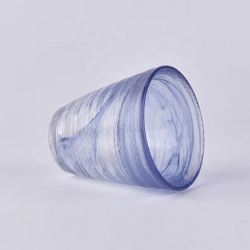 Custom hurricane candle cup iridescent glass candles vessel home decoration