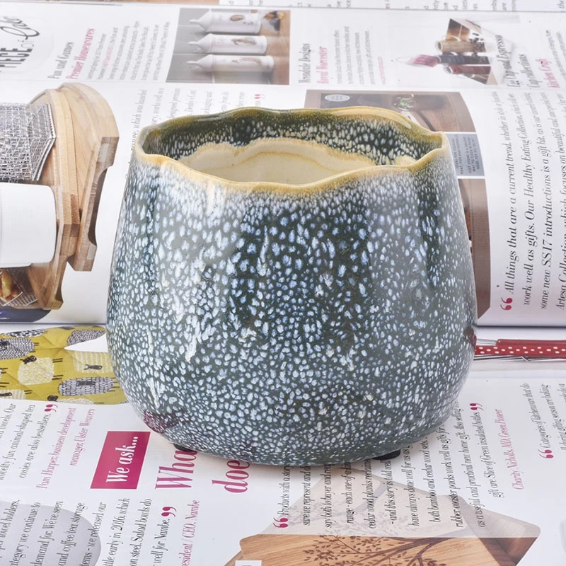 Geo empty glazed votive candle container ceramic candle vessel home decoration