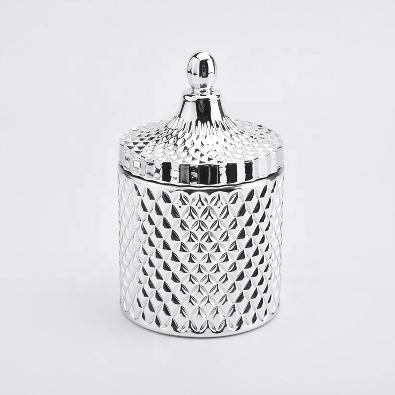 Electroplating silver home decoration candle vessel with lid