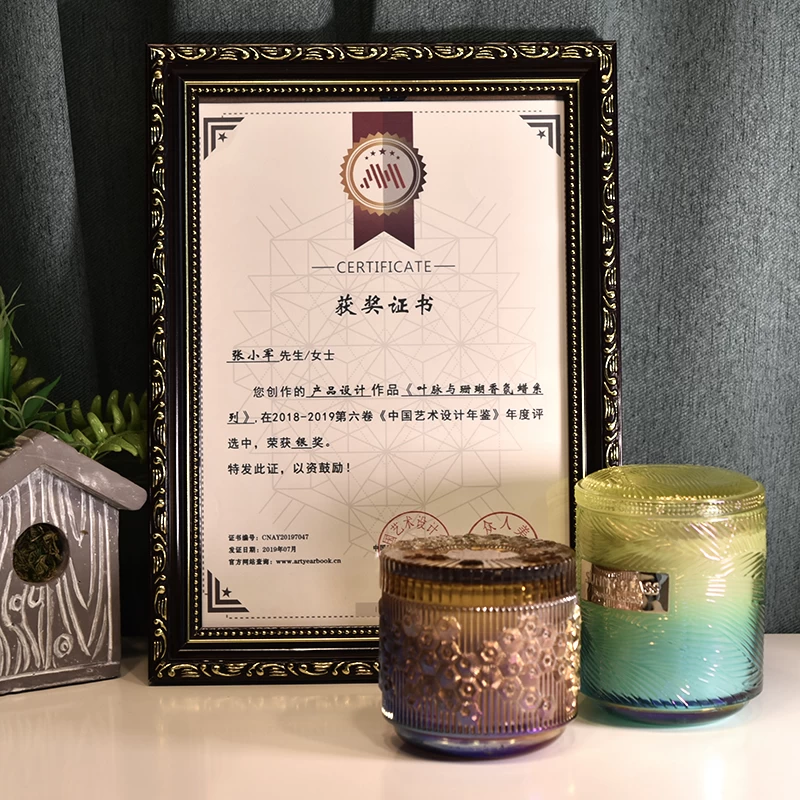 Sunny geo luxury tealight candle glass holder with cover