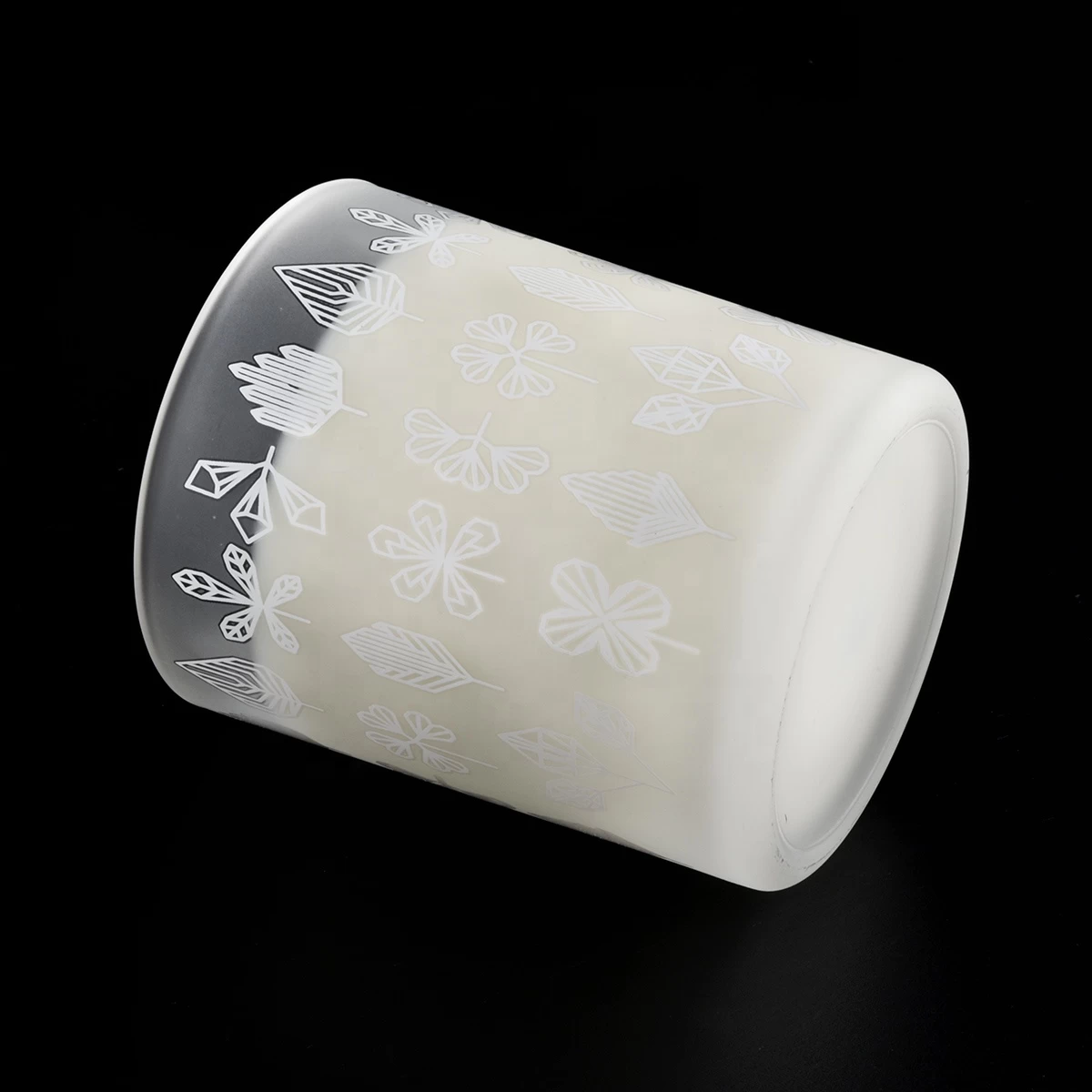 Sunny new design white frosted luxury glass candle jar for candle making