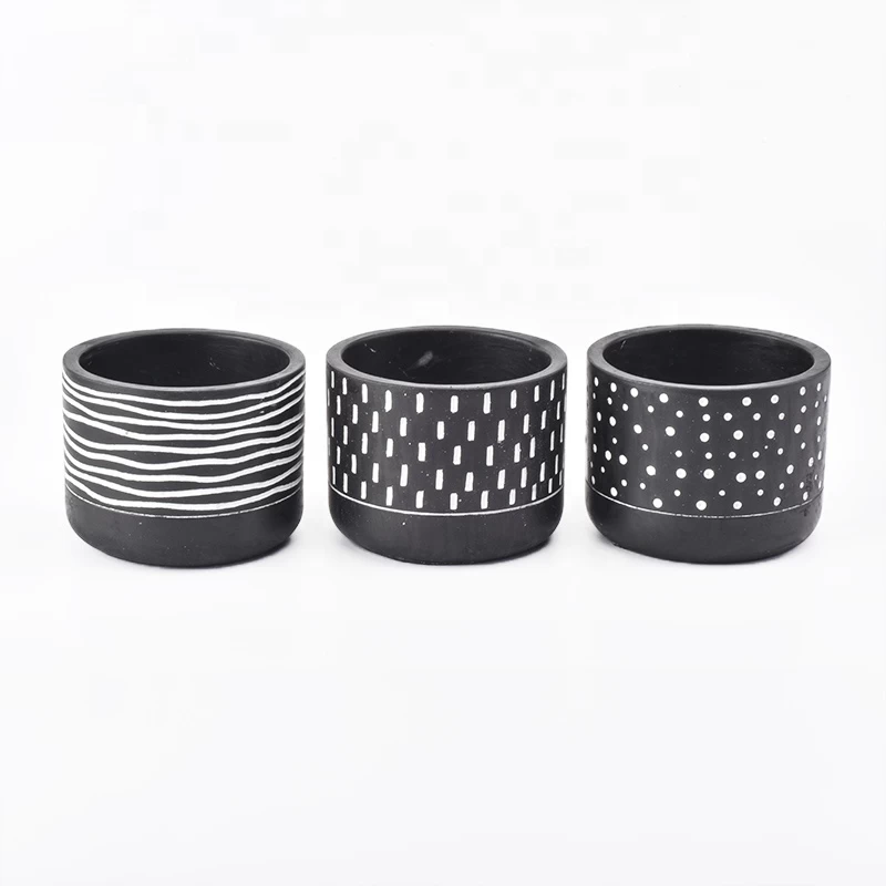 10oz matte black with white dot concrete candle jar for candle making
