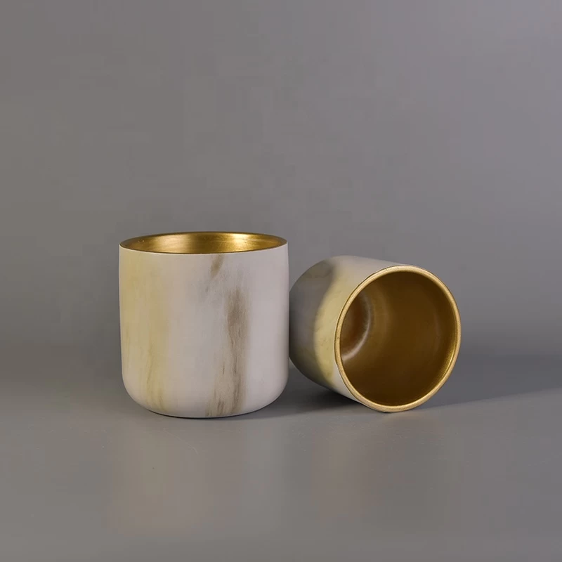 400ml Antique brass ceramic candle holder wholesales