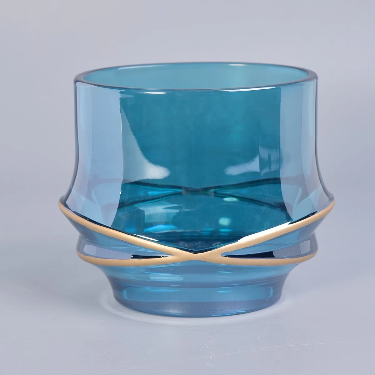 Home decoration X design blue candle glass jars