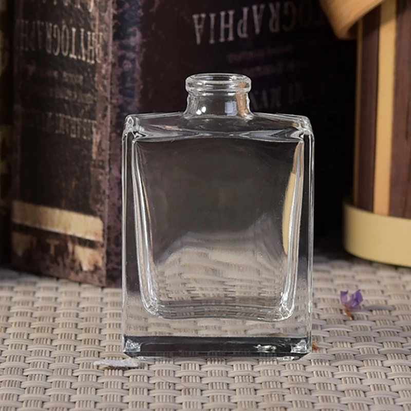 Transparent crystal square glass container double wall essential perfume spray bottle factory