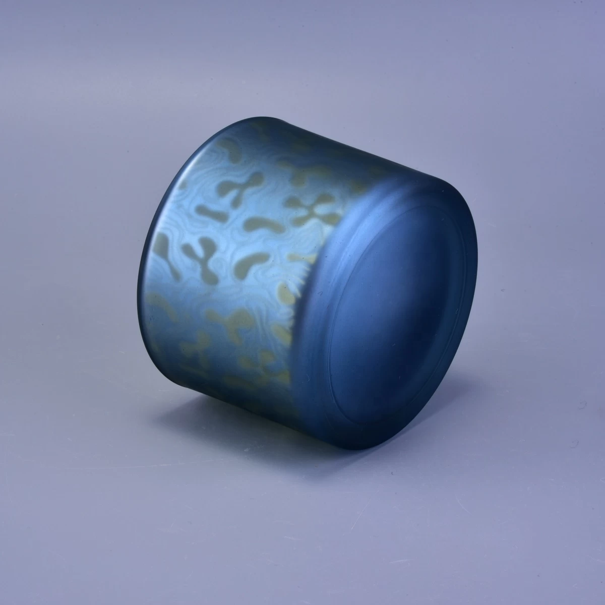 Sunny design matte blue luxury glass candle holder vessel