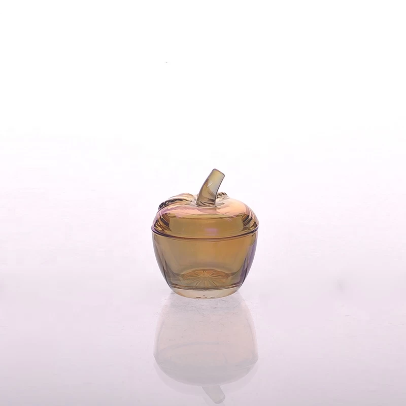 Wholesales custom apple empty glass candle jars with lid 8oz 10oz