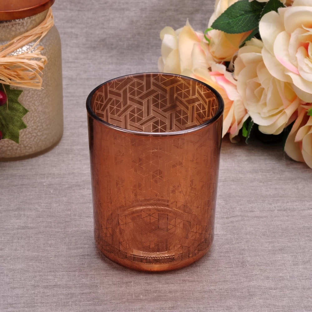 20oz Supplier luxurious pattern color crystal glass candle jars