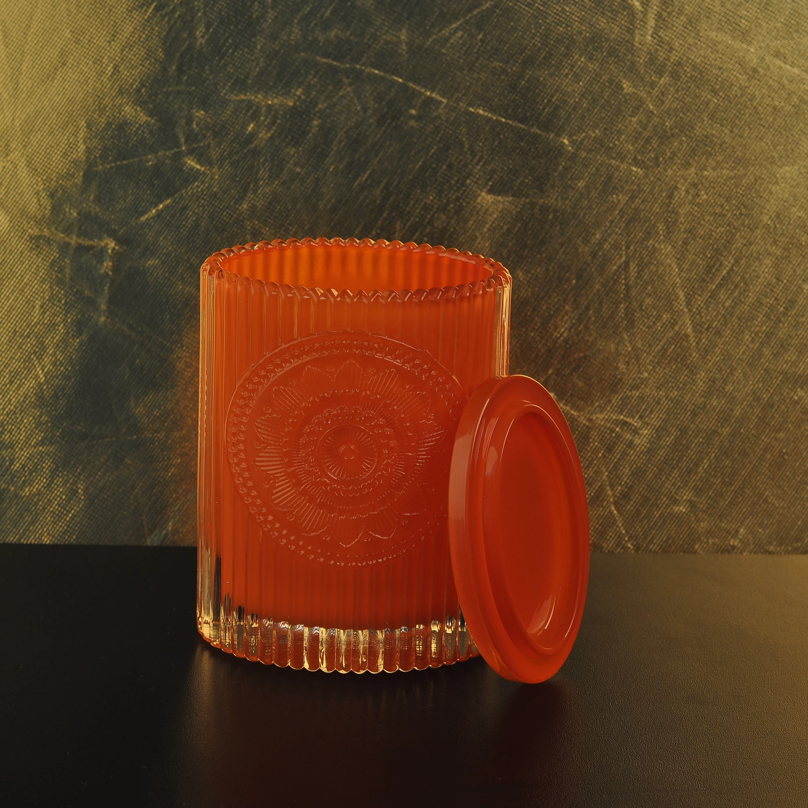 10oz Luxury lotus custom glass candle jar with crystal lid