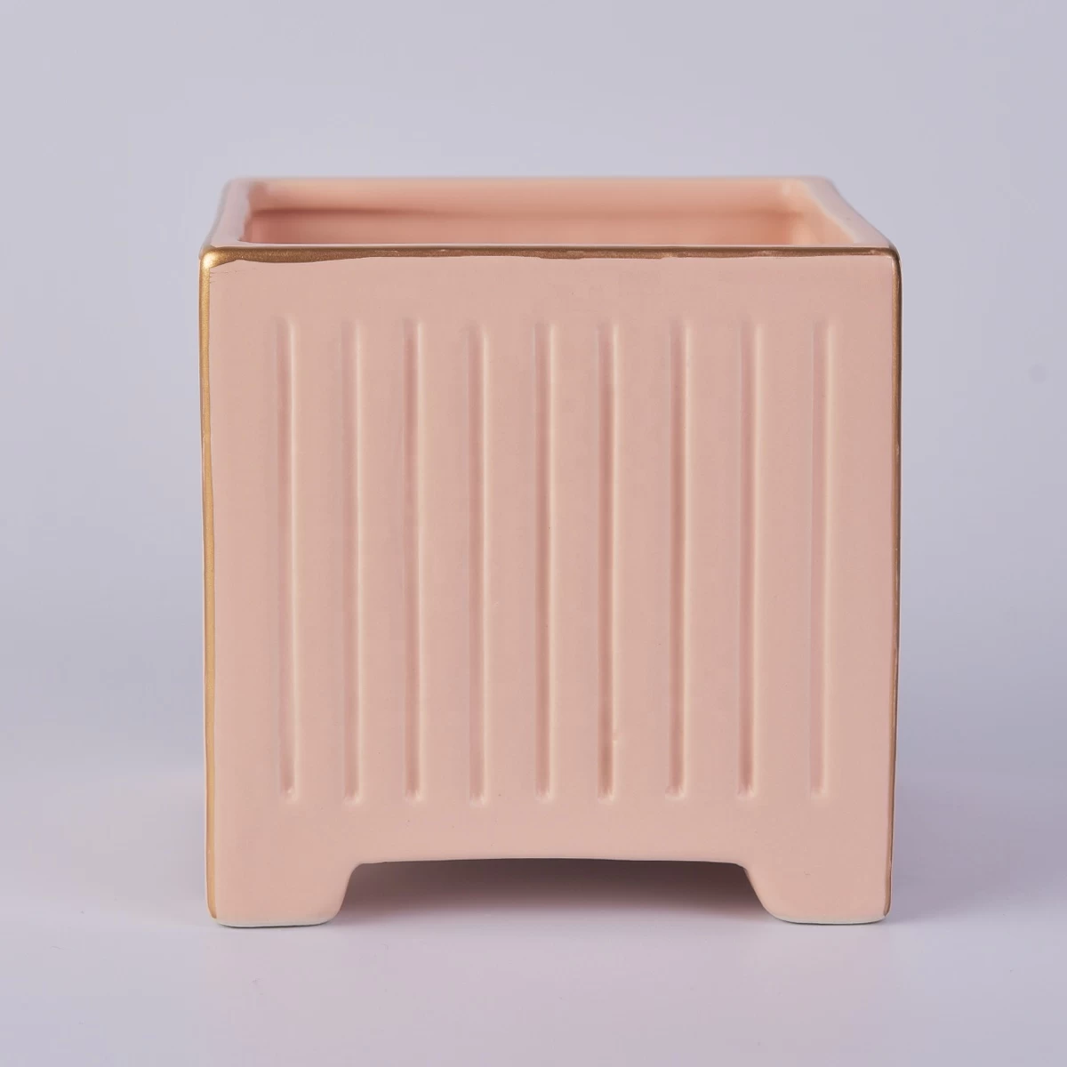Sunny custom empty decorative pink square ceramic candle containers