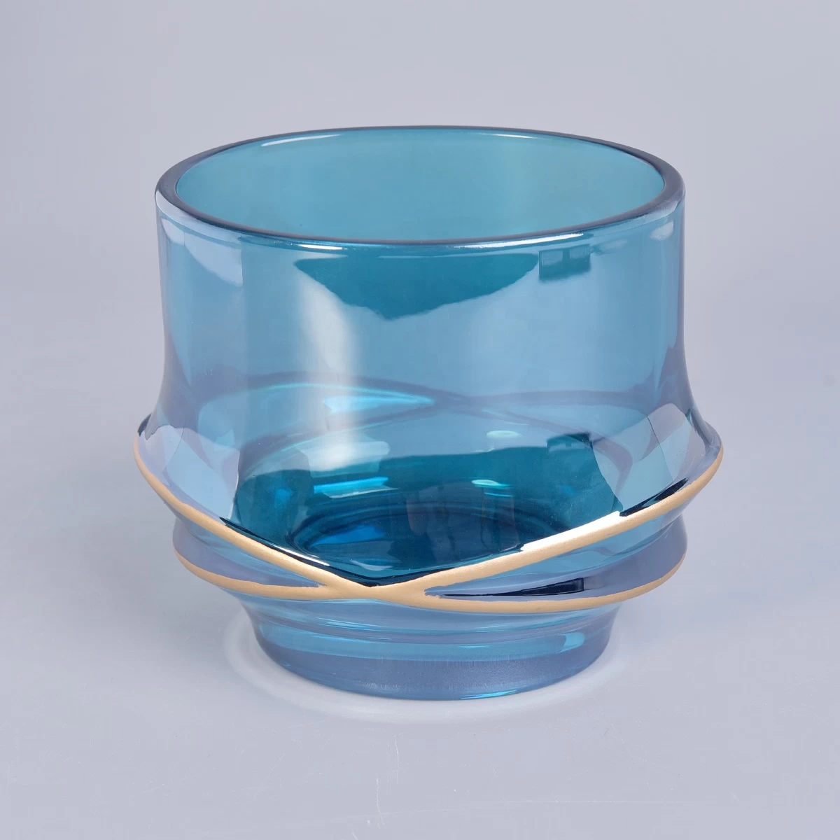 Home decoration X design blue candle glass jars