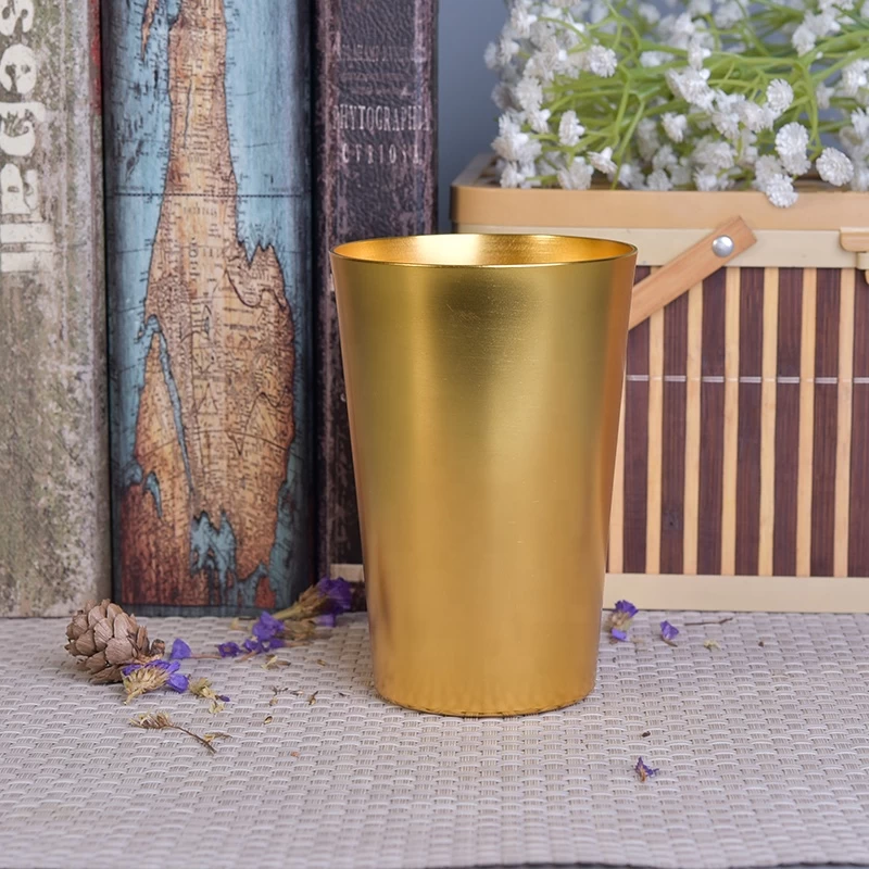 Customized candle gold holder metal pillar candle jar home decor wholesales