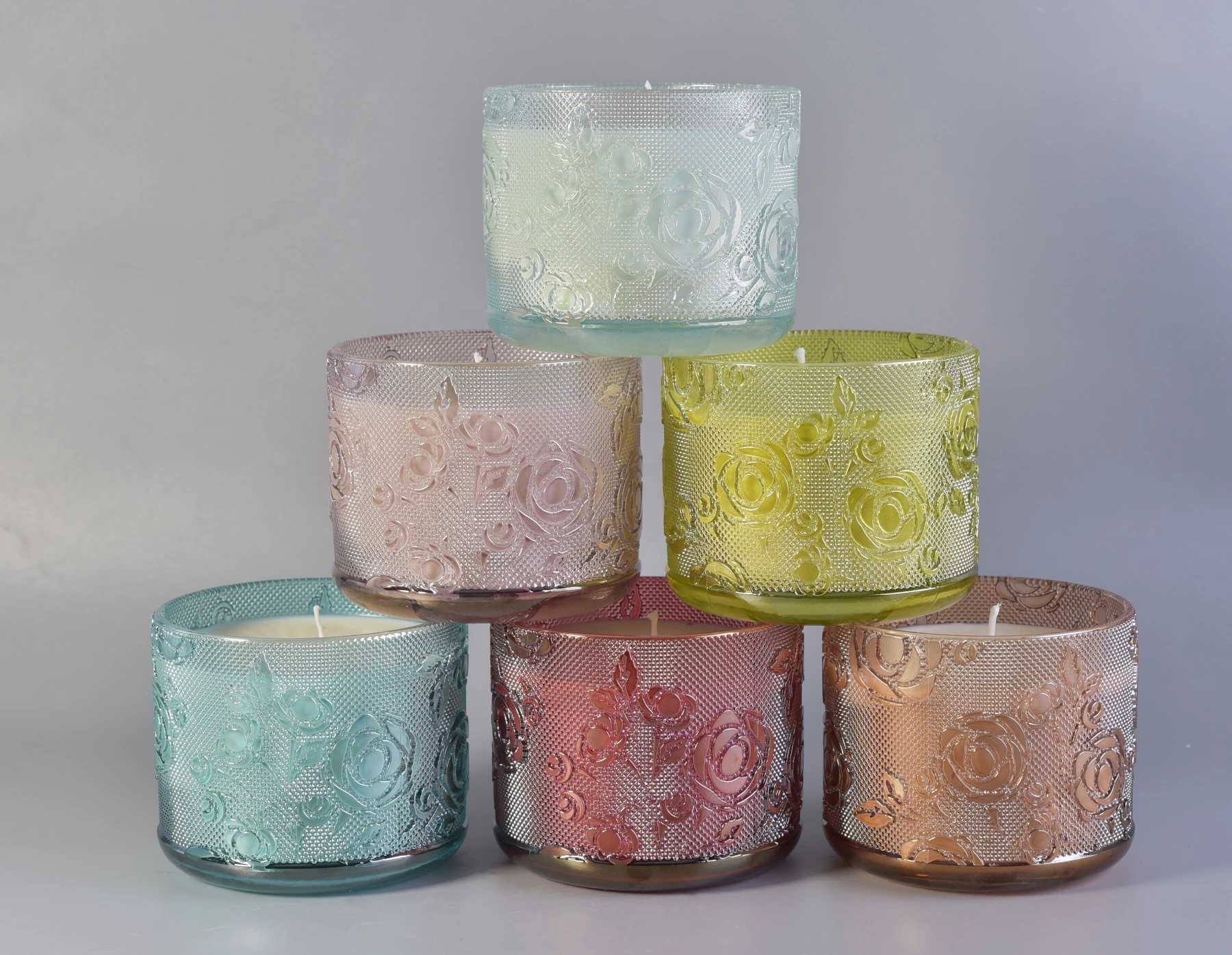 Wholesales patent design luxury color custom glass candle jars