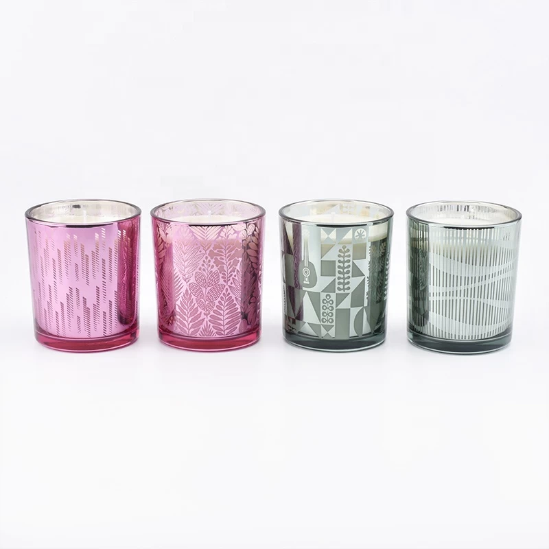 10oz 12oz 14oz Wholesales cylinder luxury spray pink empty glass candle jar holders