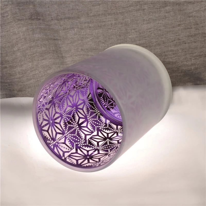 Customized frosted decorative glass candle jar in bulk